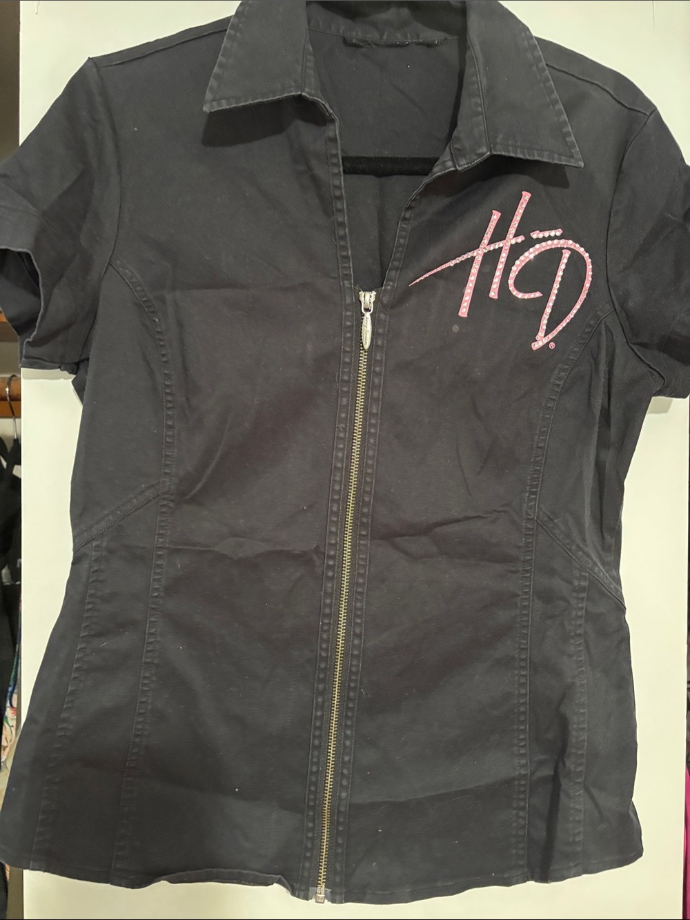 Harley Davidson Short-Sleeve Zip-Front Utility Jacket with Pink HD